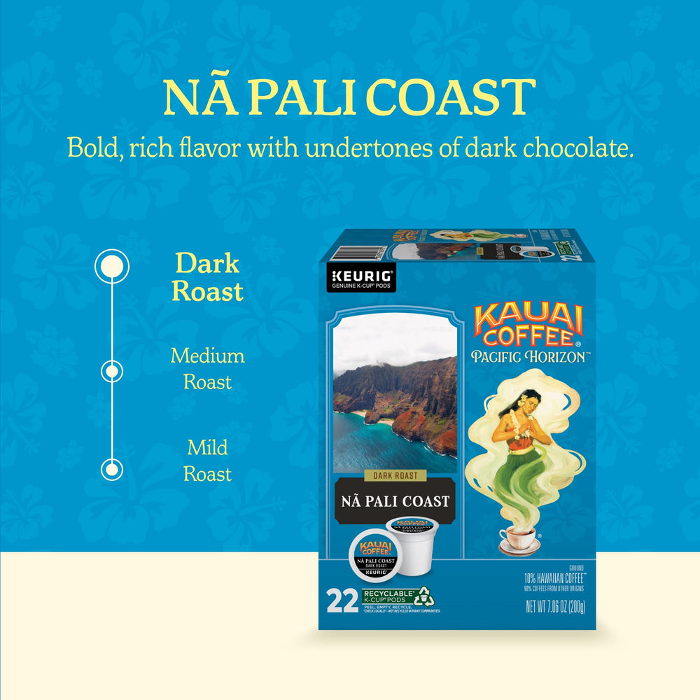 Kauai Coffee steaming cup inviting a smooth dark roast experience