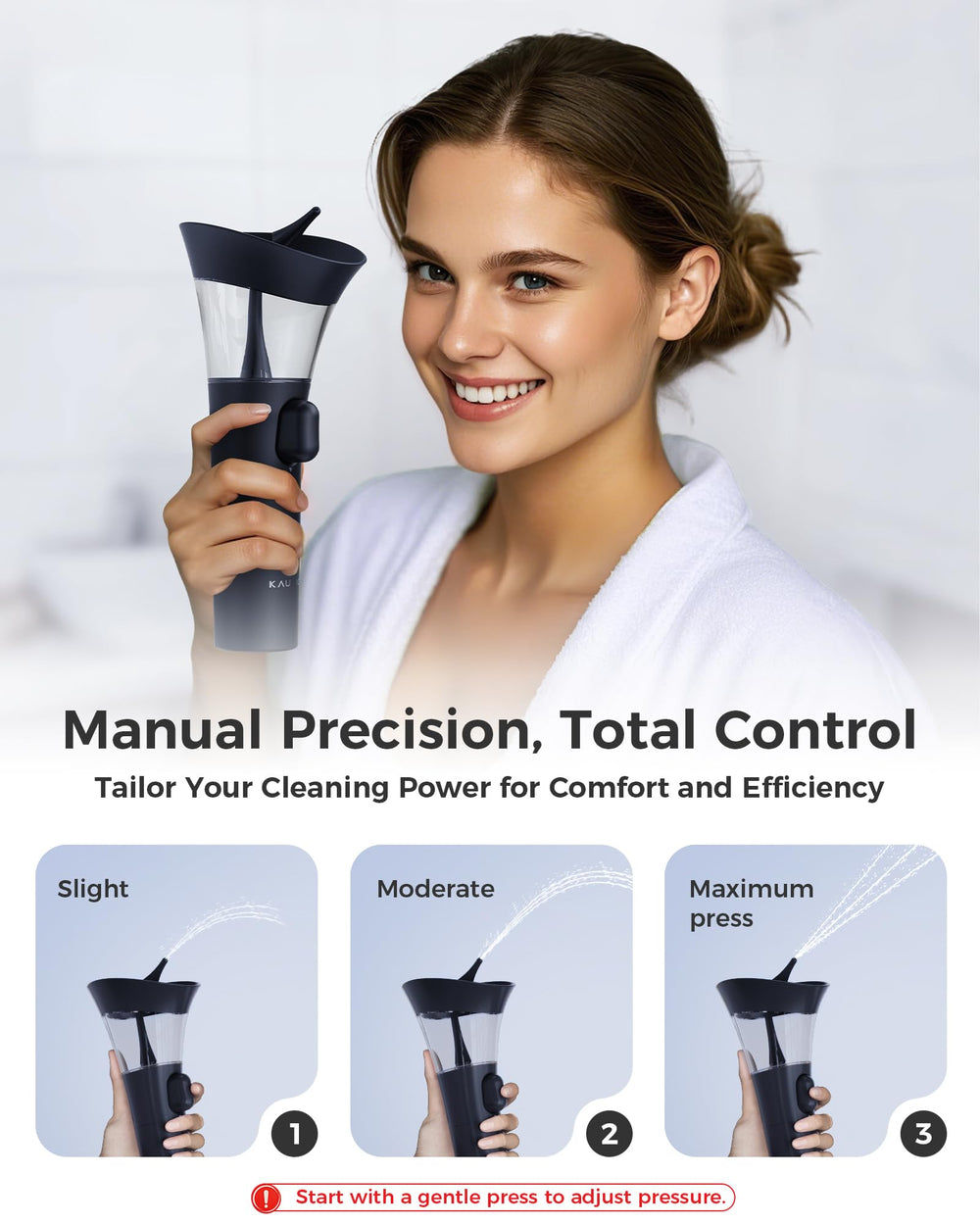 KAUGIC safety nozzle design minimizes discomfort during use.