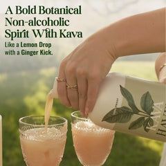 Kava Haven Lemon Ginger Spirit cocktail-glass offers mood-lifting, alcohol-free option.