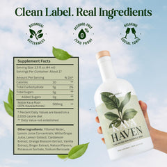 Kava Haven Lemon Ginger Spirit pour ready for refreshing mocktails.
