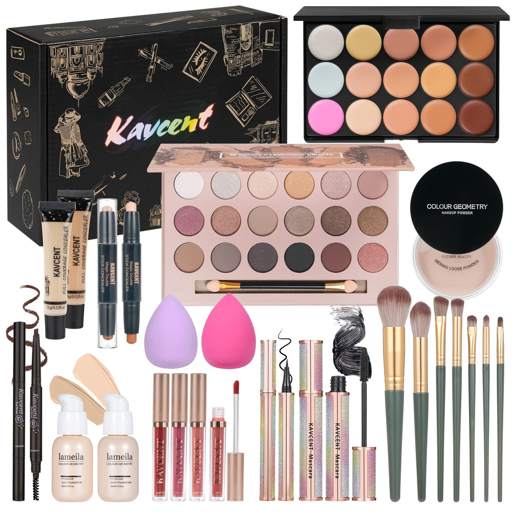 KAVCENT makeup kit 18-color eyeshadow palette for versatile daytime to evening looks