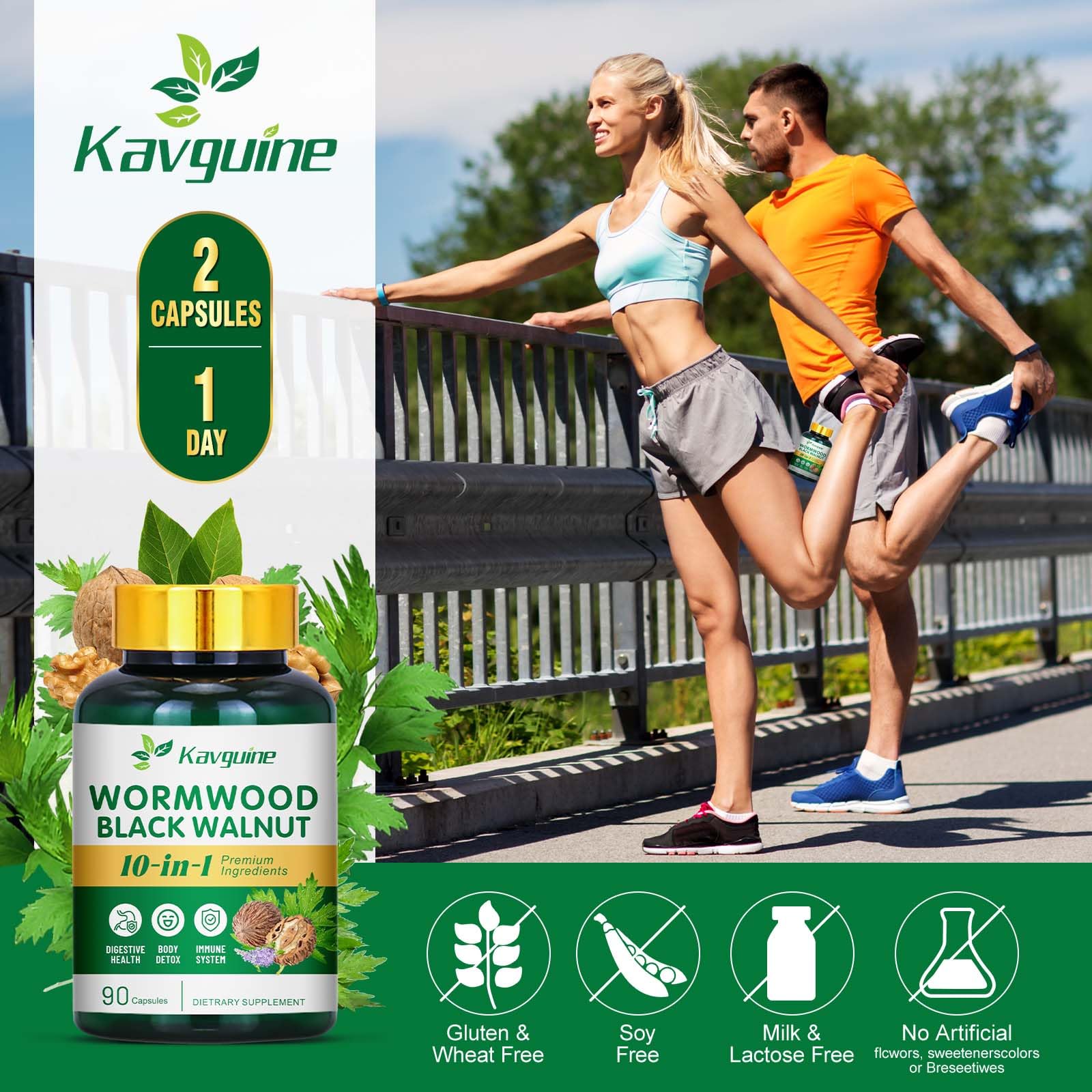 Kavguine 90 capsules per bottle provides a long-lasting daily option.