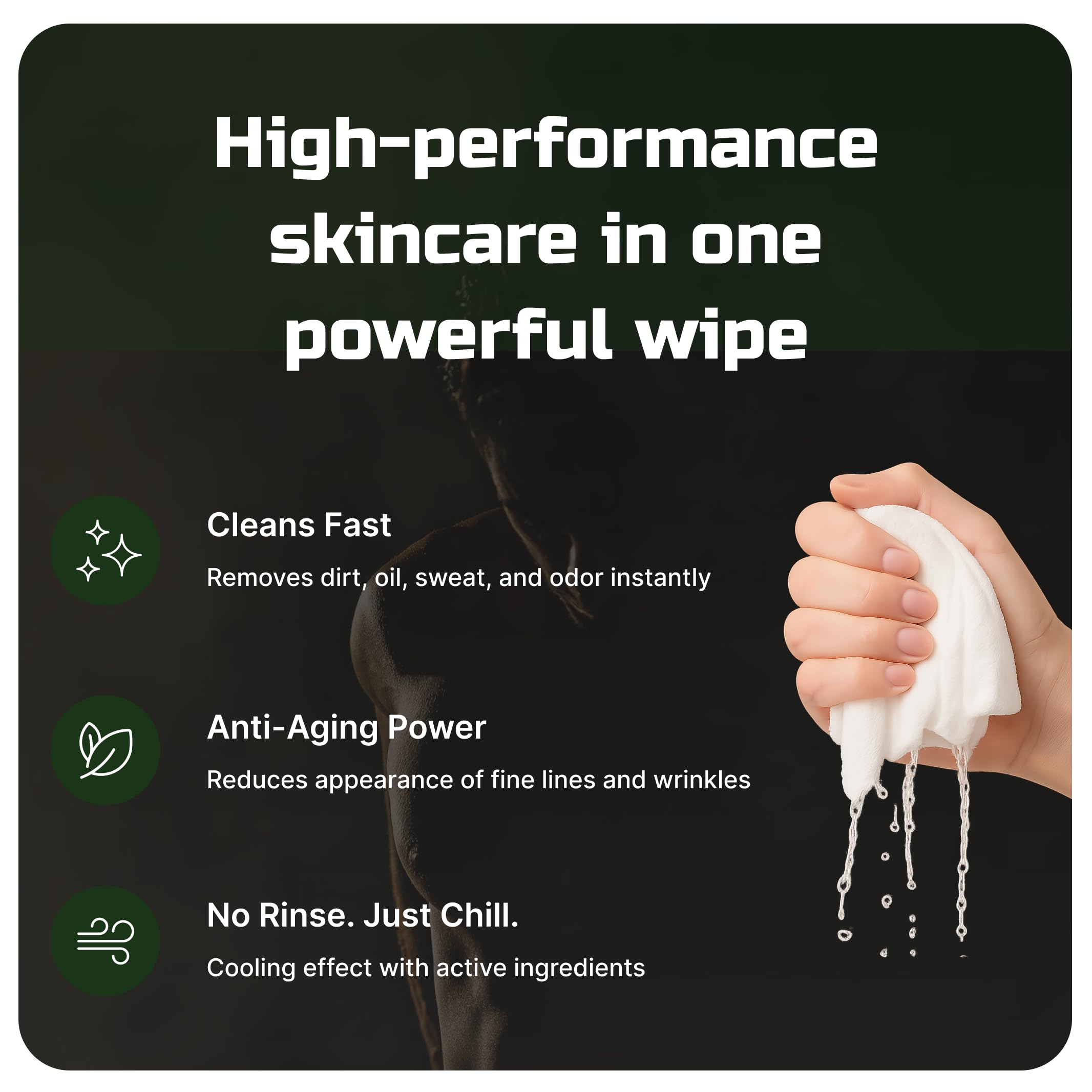 Kawala Mens Face Wipes alcohol-free label on pack highlighting gentleness