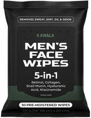 Kawala Mens Face Wipes pack shot for on-the-go cleansing