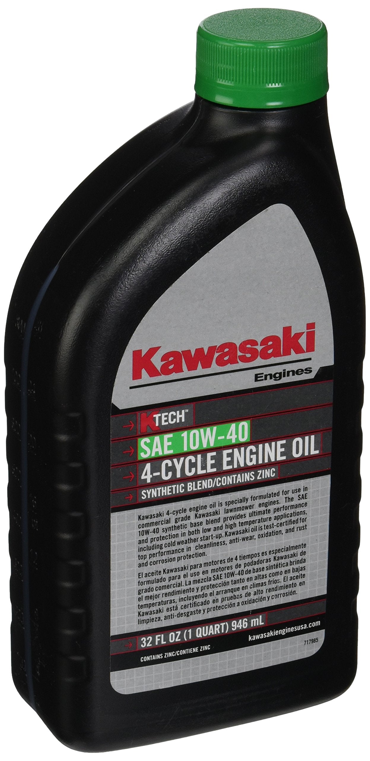 Kawasaki K-Tech 10W-40 oil bottle pour for smooth top-ups and peak engine performance