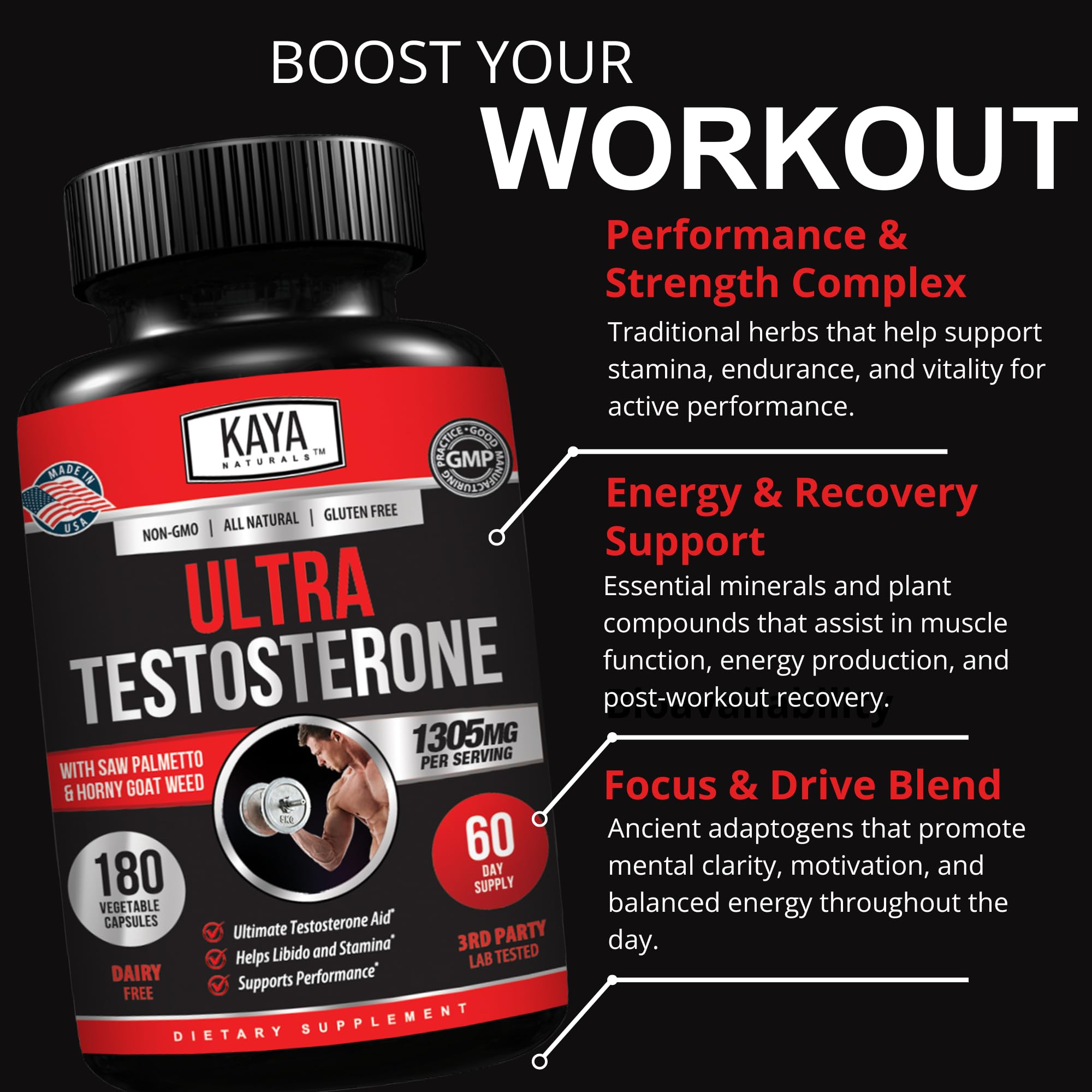 Tribulus Terrestris panel on box indicates traditional stamina blend.