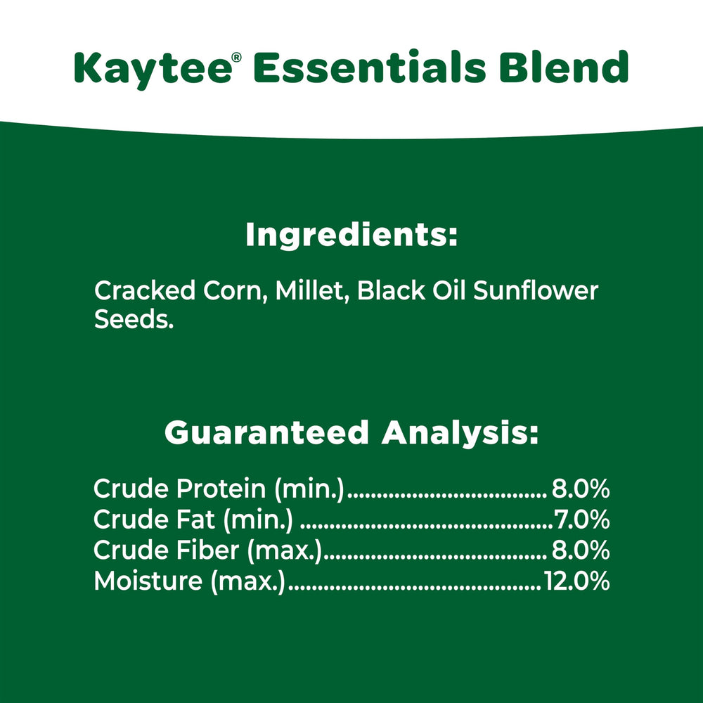 Kaytee Essentials Blend cracked corn supports ground-feeding birds at the feeder