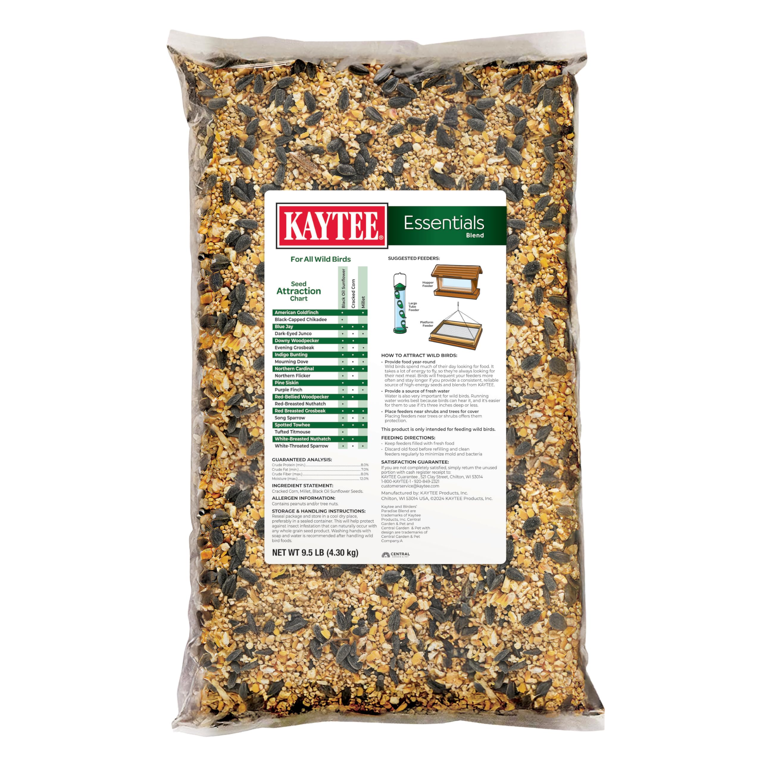 Kaytee Essentials Blend attracts finches and jays with familiar, nutrient-rich seeds