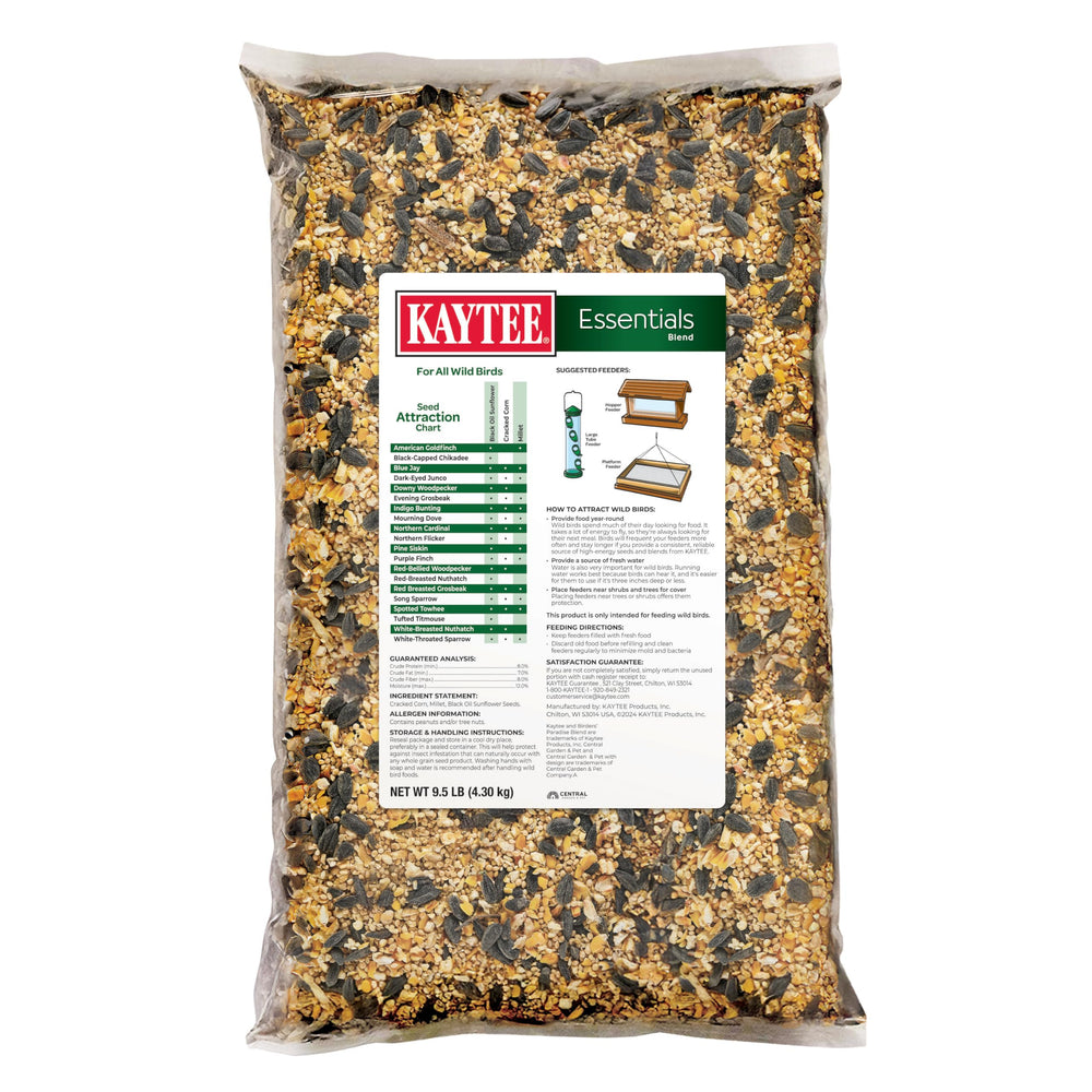 Kaytee Essentials Blend attracts finches and jays with familiar, nutrient-rich seeds