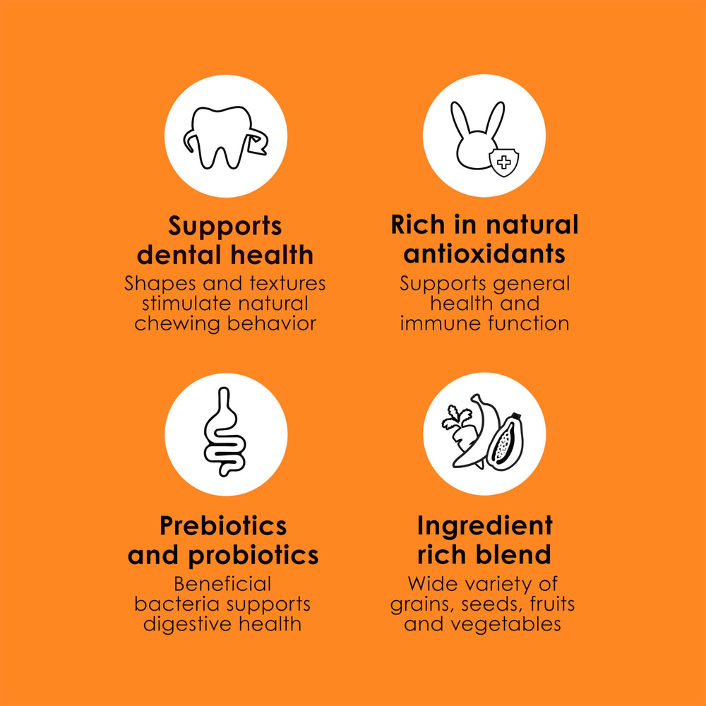 Kaytee Fiesta prebiotics and probiotics support digestive health and balance