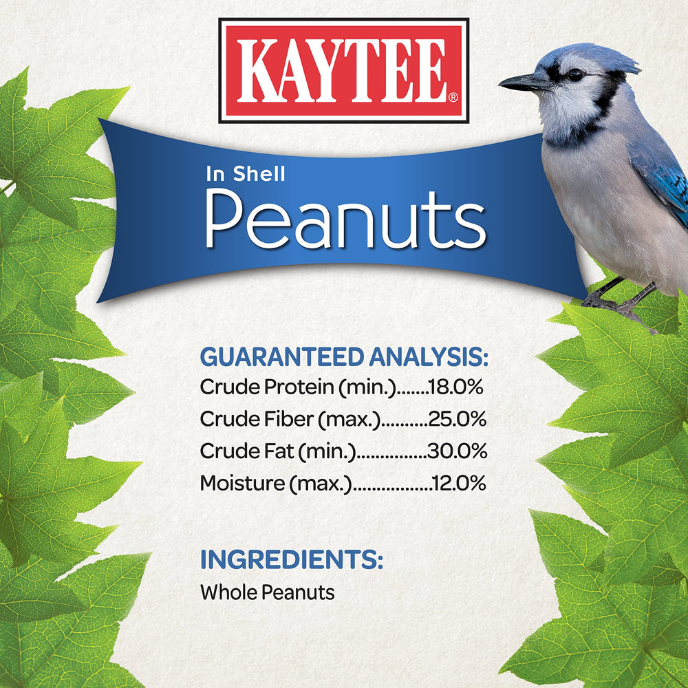 Kaytee high-fat, protein-rich peanuts highlight energy for birds and small wildlife.