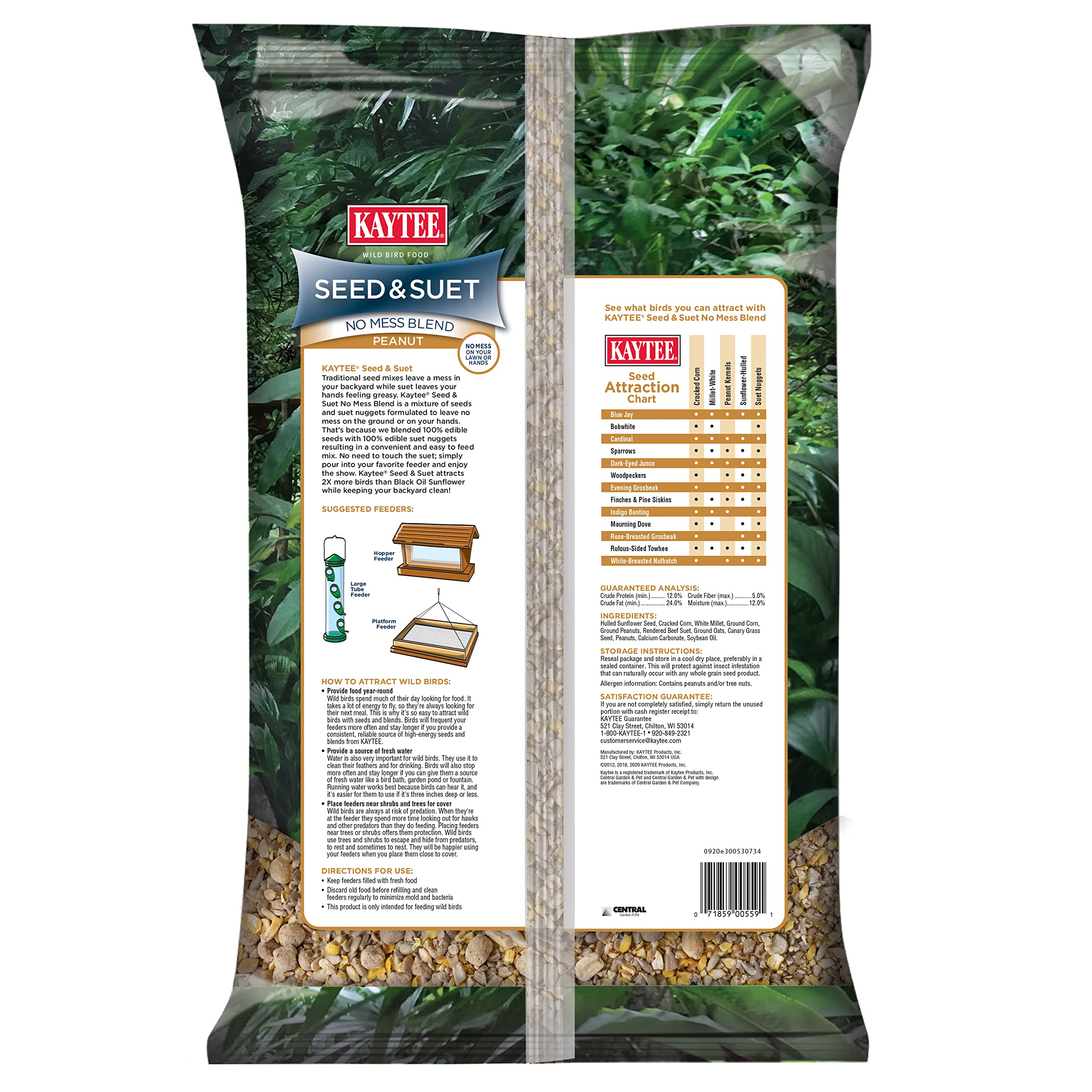 Kaytee Seed and Suet No Mess Peanut 10 lb for a tidy backyard bird show.