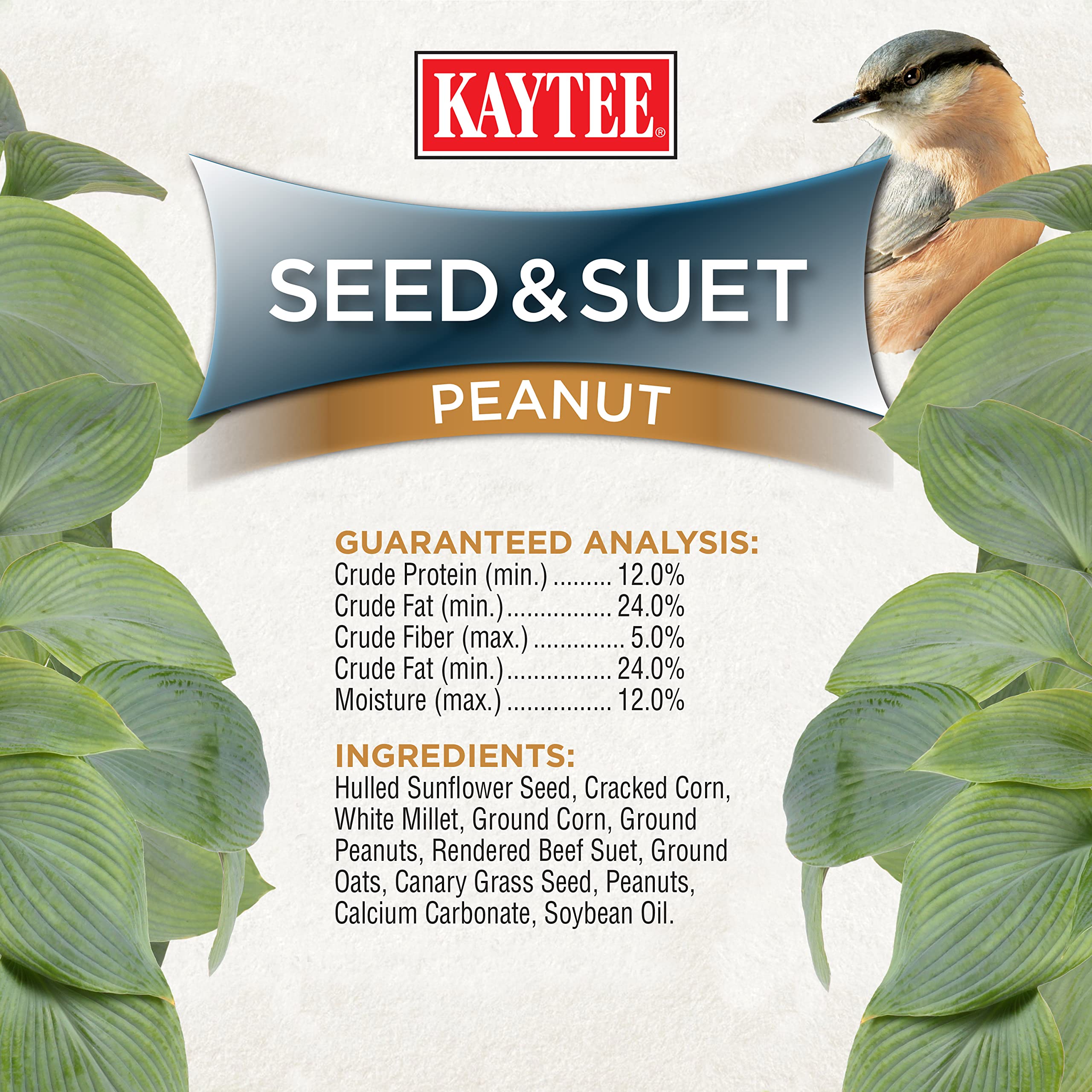 Kaytee Seed and Suet No Mess Peanut 10 lb pre-mixed for convenient feeding.