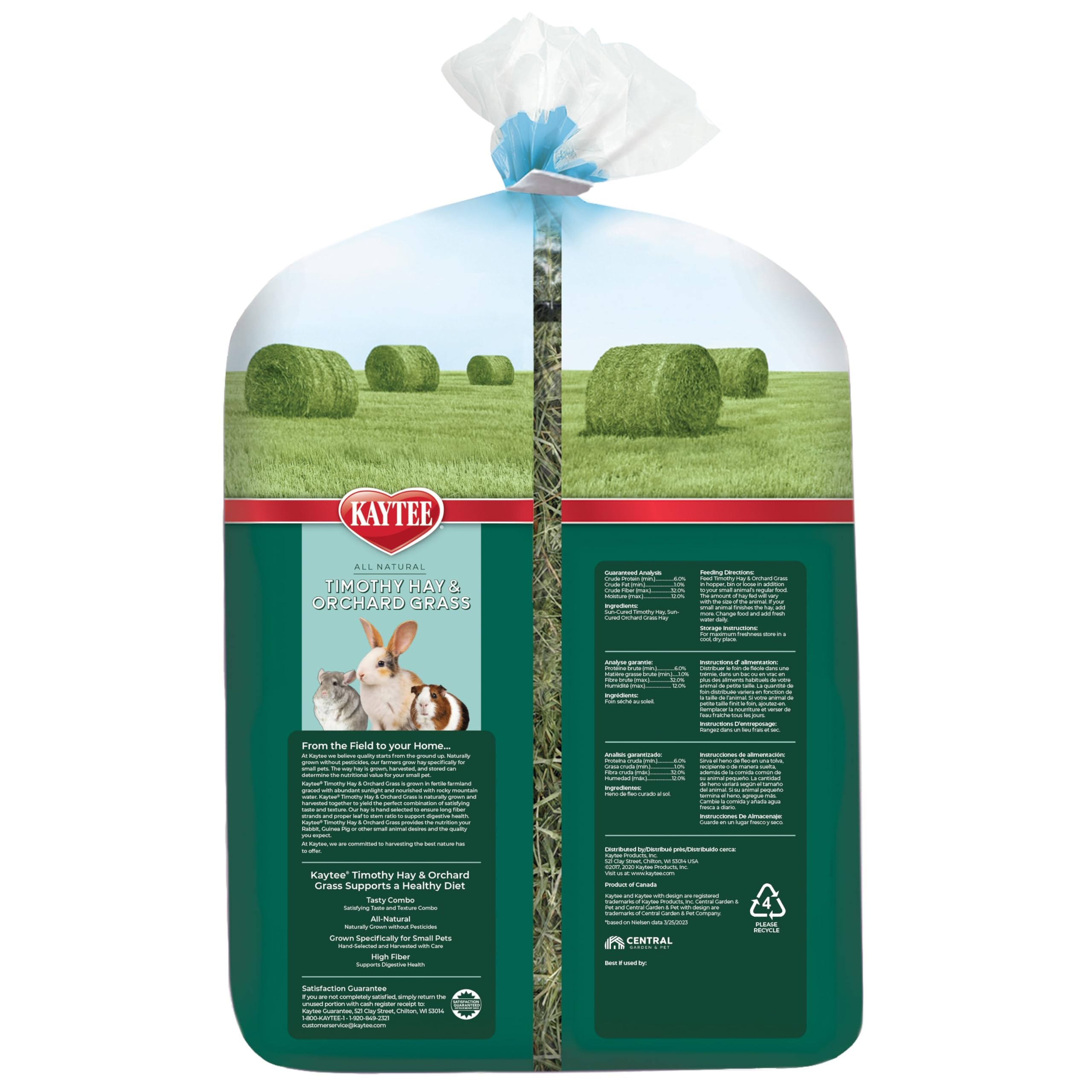 Texture douce et fibreuse du foin Kaytee Timothy