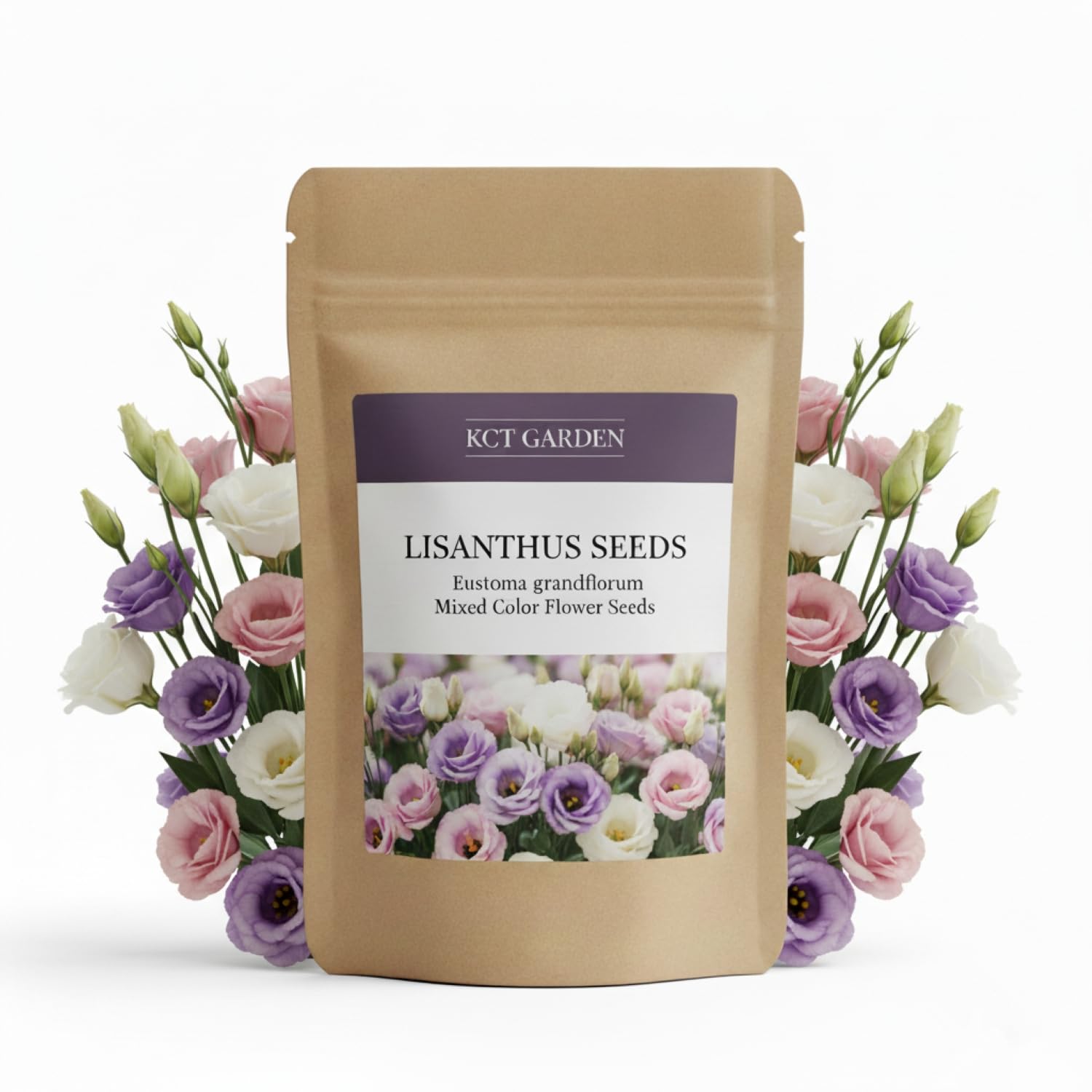KCT GARDEN Lisianthus seeds offer mixed colors for vibrant garden borders.