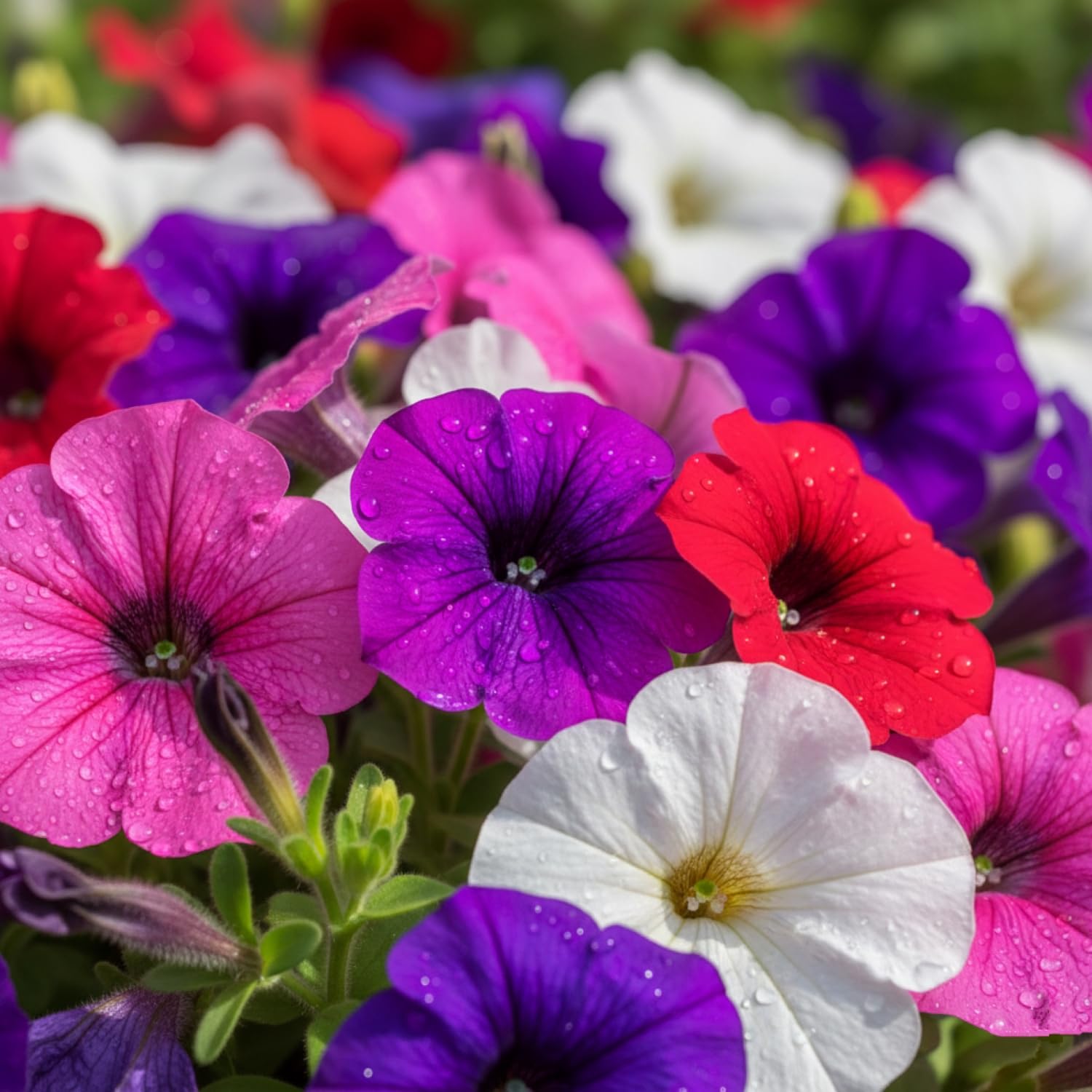 KCT GARDEN Petunia seeds for hanging baskets, vertical color displays.