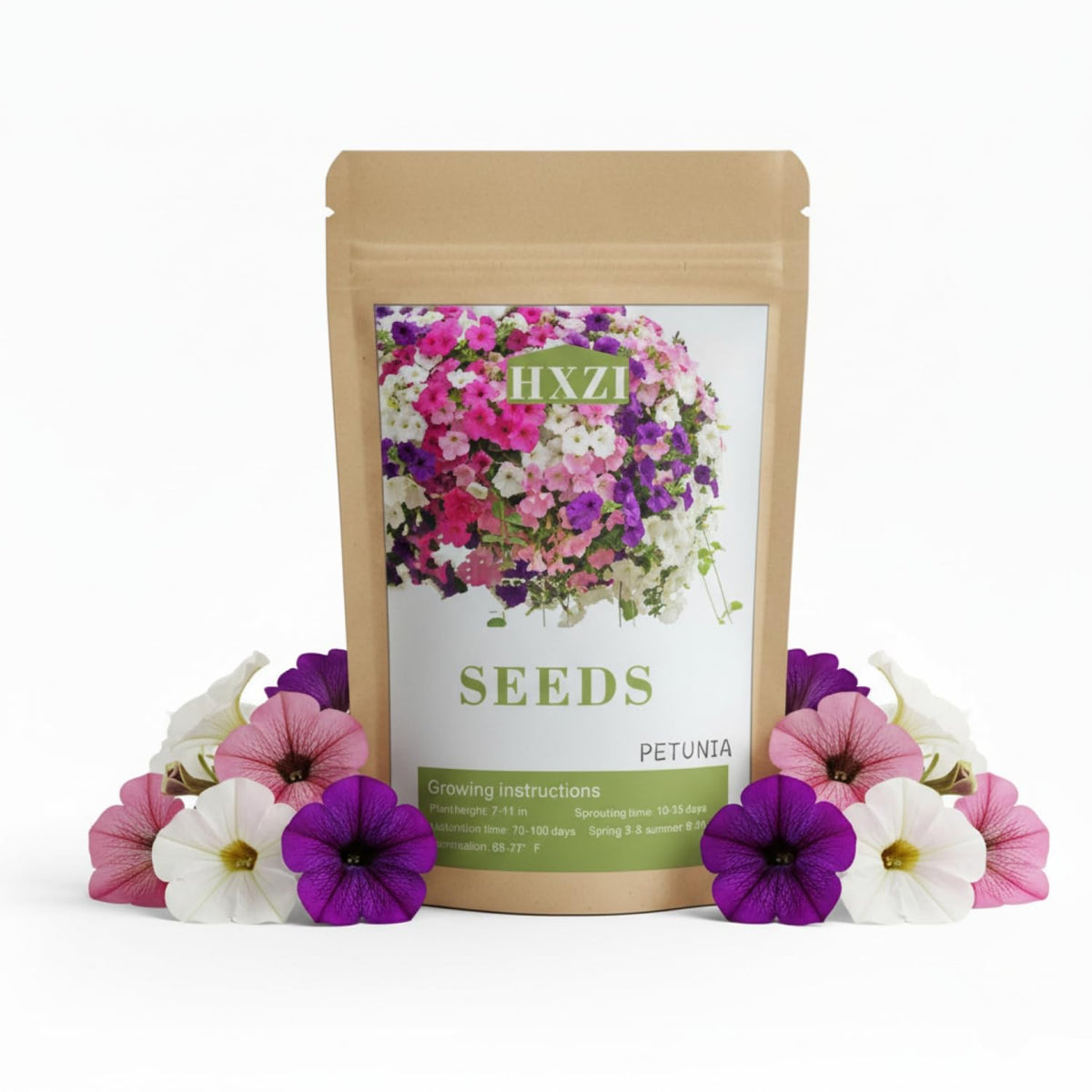 KCT GARDEN Petunia seeds packaging, ideal for filling many pots with color.