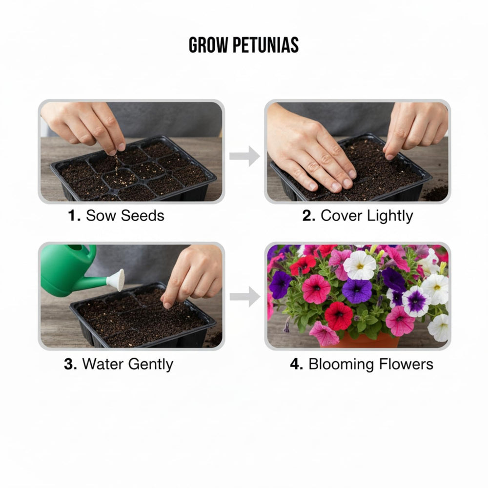 KCT GARDEN Petunia seeds surface sowing method, simple, light mixing.