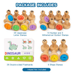 KDSFT alphabet-number stamps wooden stamps closeup with durable wood and smooth finish