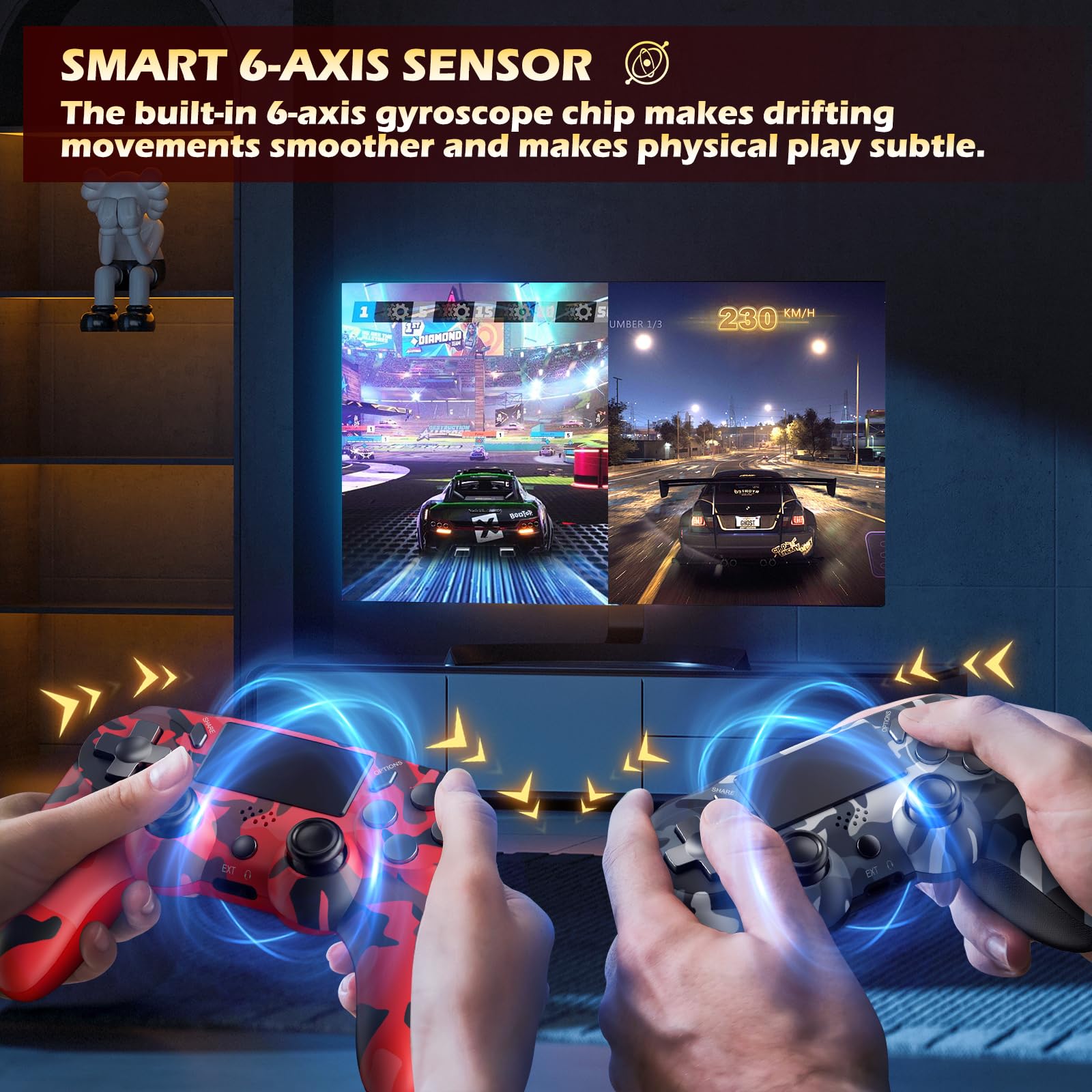 KDYGPDCT PS4 controller built-in speaker close-up for optional in-game audio cues.
