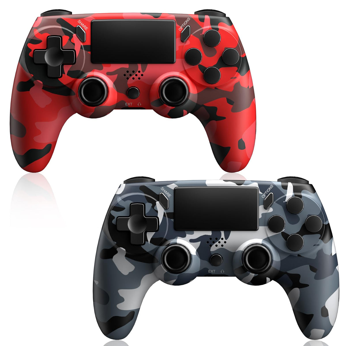 KDYGPDCT PS4 controller front view with ergonomic grip for comfortable gameplay.