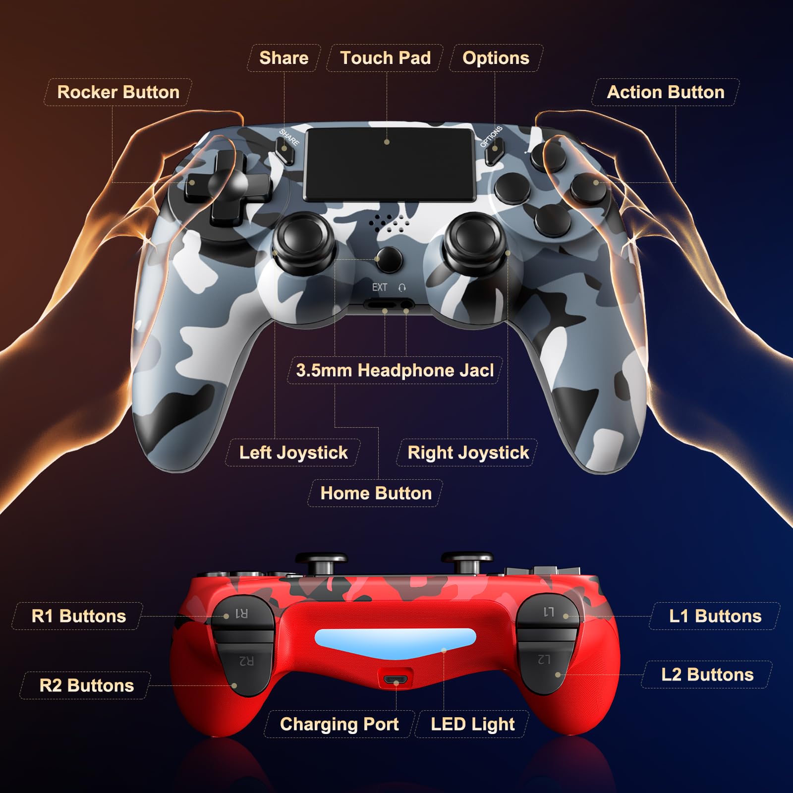 KDYGPDCT PS4 controller left side view displaying responsive controls and precise joysticks.