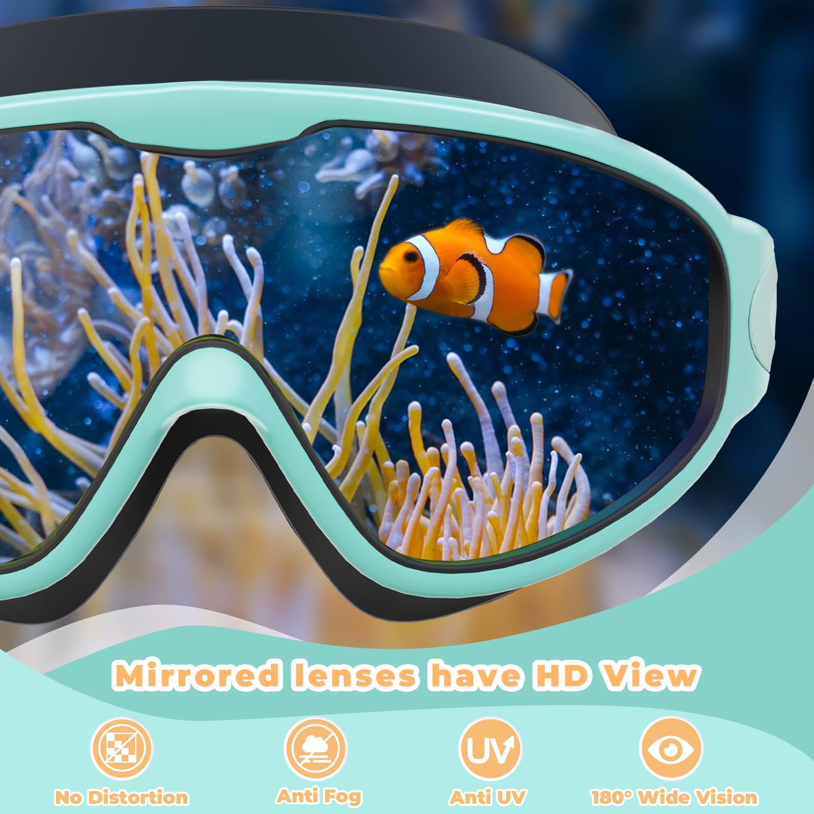 Keary anti-fog UV lenses reduce glare and fog for young swimmers
