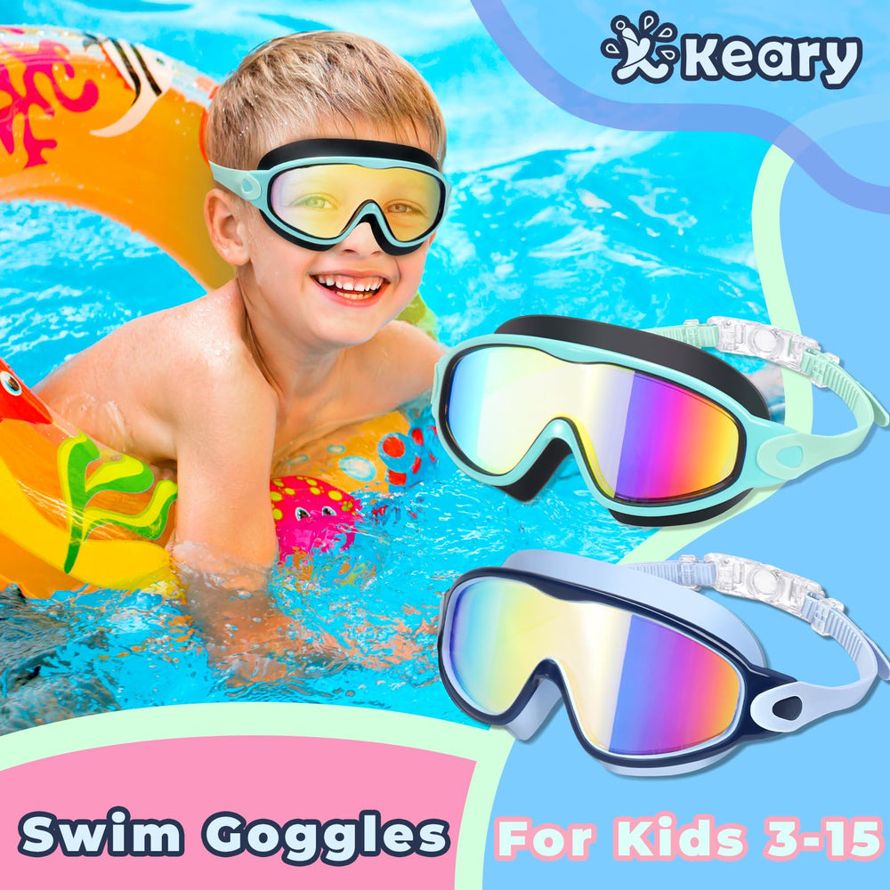 Keary kids goggles feature a soft silicone frame for a comfortable, leak-free fit