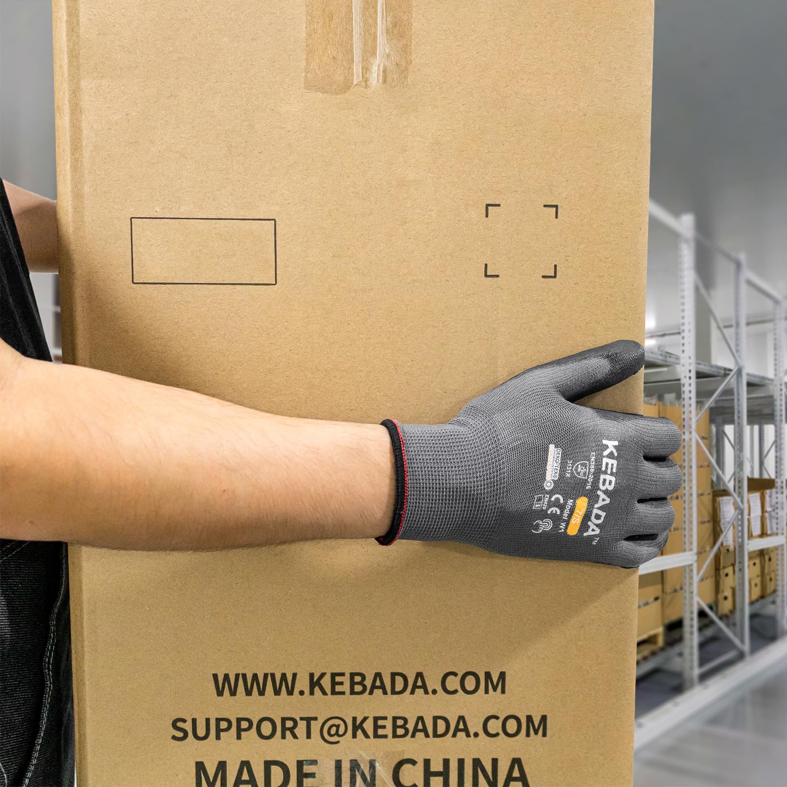 Kebada W1 lightweight yet durable gloves ideal for warehouse package handling.