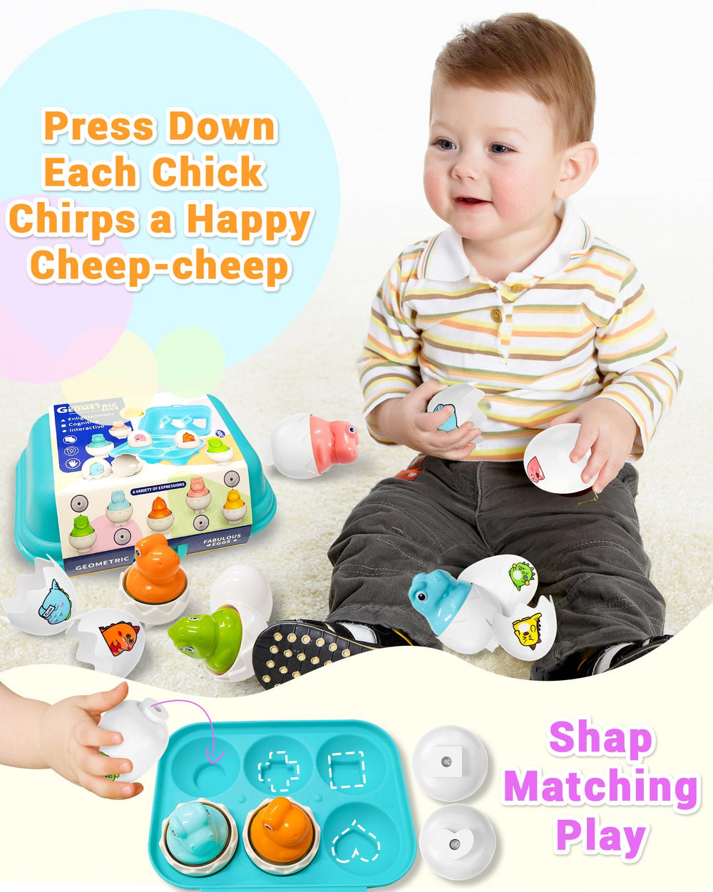 Kecristv safe plastic Easter toy with smooth edges designed for toddlers.
