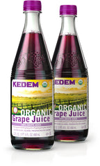 Kedem Organic Grape Juice bottle highlighting 100% juice for everyday hydration.
