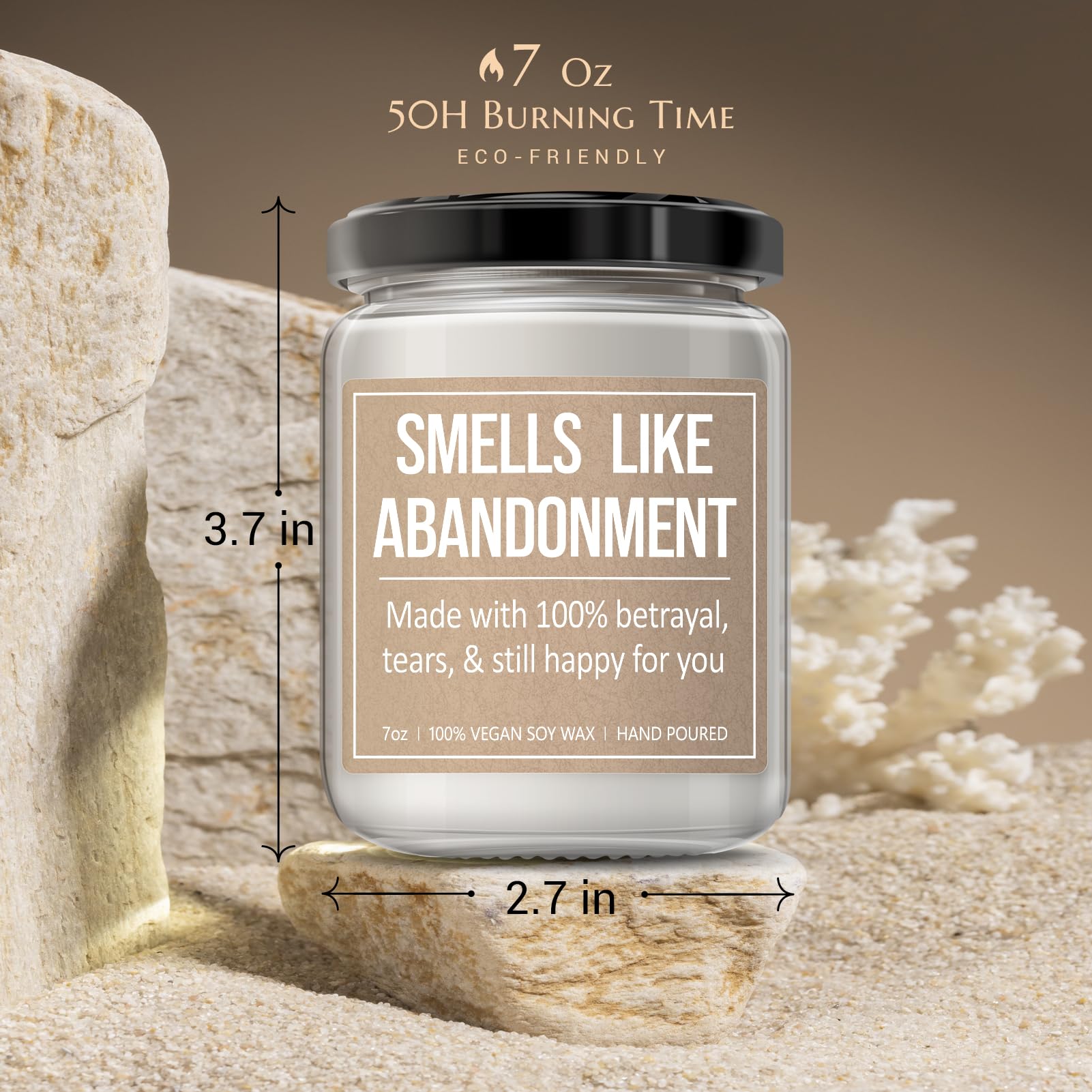 Kedofa candle label with humorous farewell message, adds lighthearted touch.
