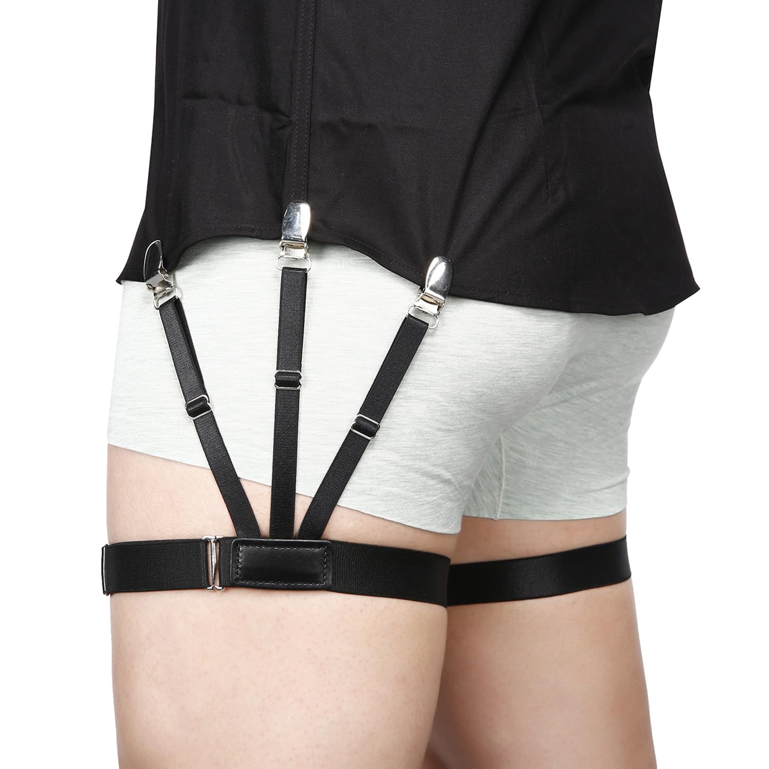 Kedofe shirt stays showing adjustable elastic strap for secure, professional shirt alignment