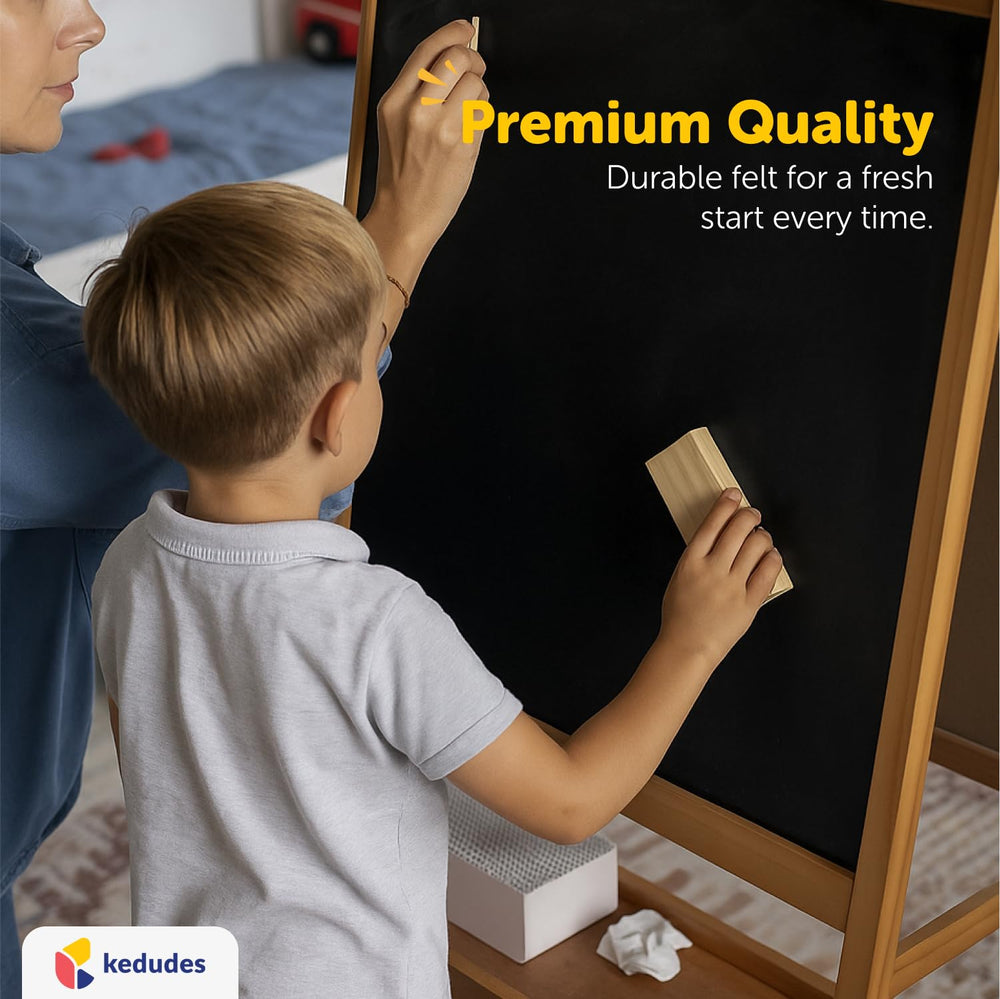 Compact 4.9-inch size fits chalkboard stands and desks for easy storage.