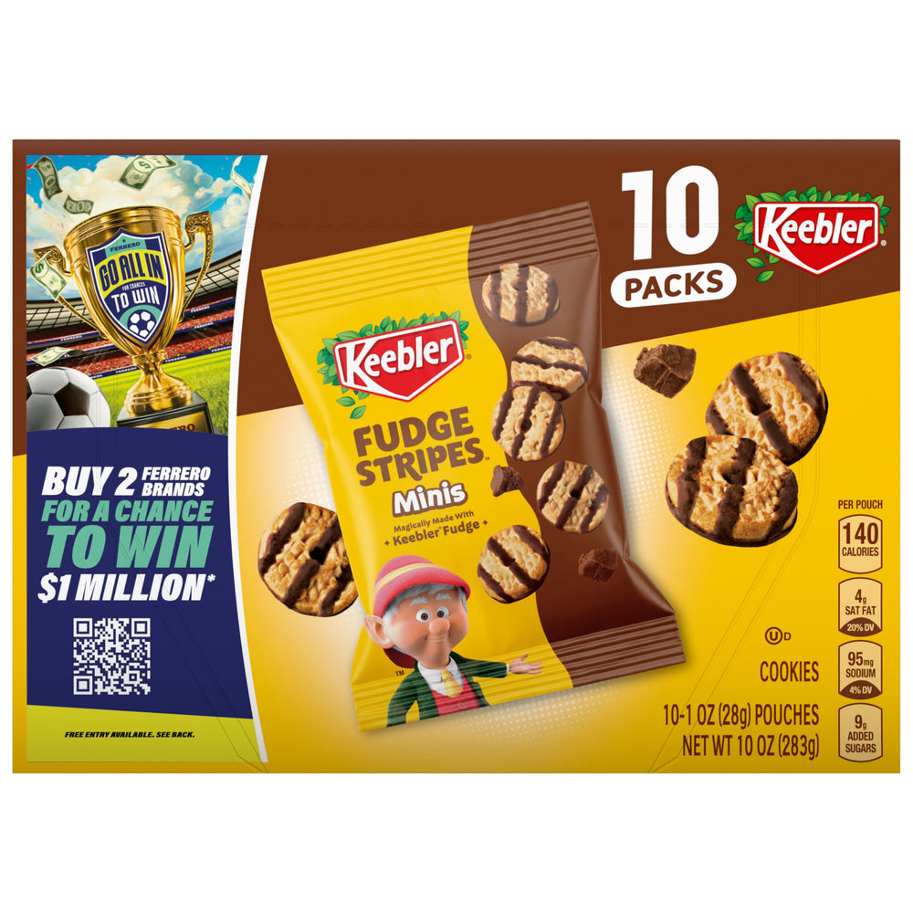 Keebler Fudge Stripes Minis original pack close-up for shareable party snacks