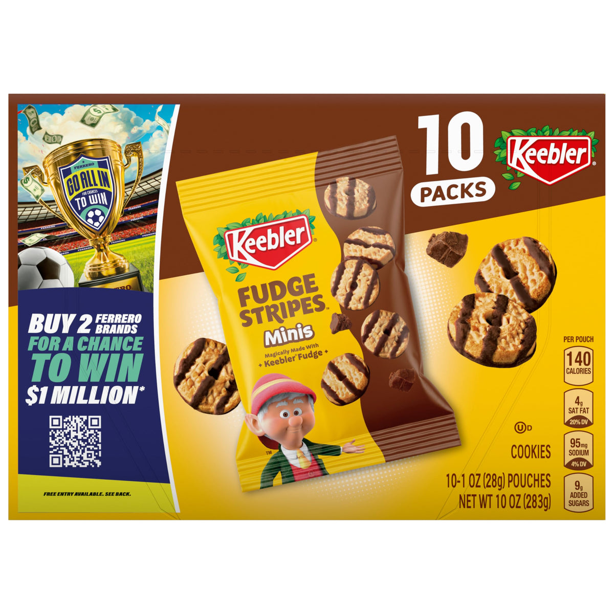 Keebler Fudge Stripes Minis original pack close-up for shareable party snacks