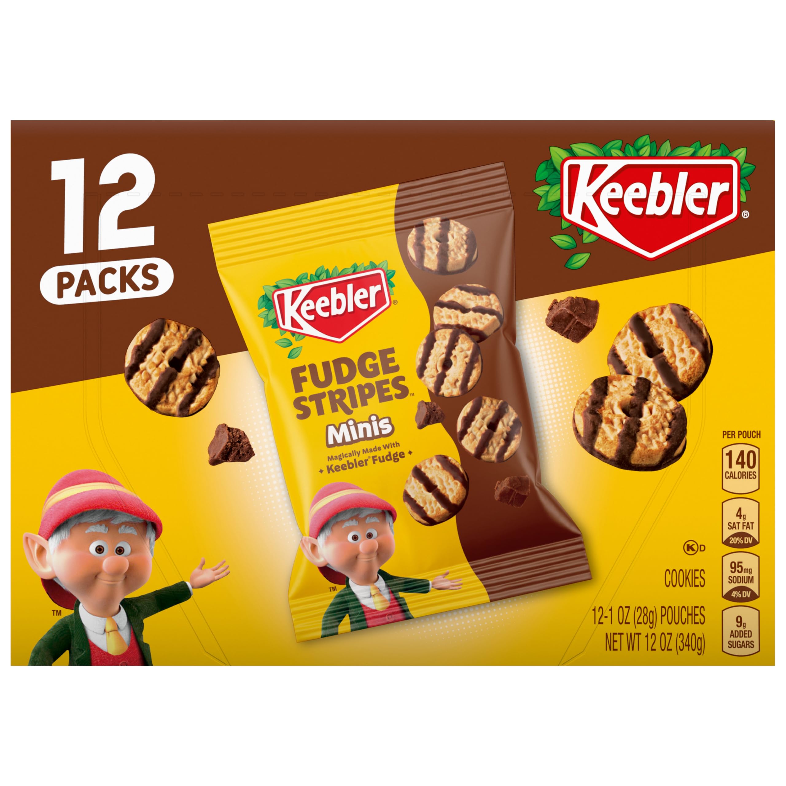 Keebler On-The-Go Fudge Stripes cookies in a resealable bag for easy snacking.