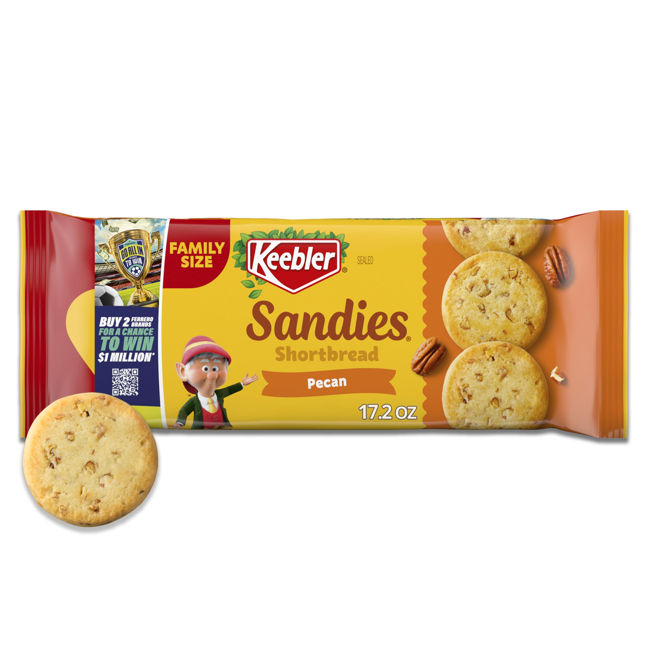 Keebler Sandies Pecan Shortbread cookies in family size, ideal for sharing.