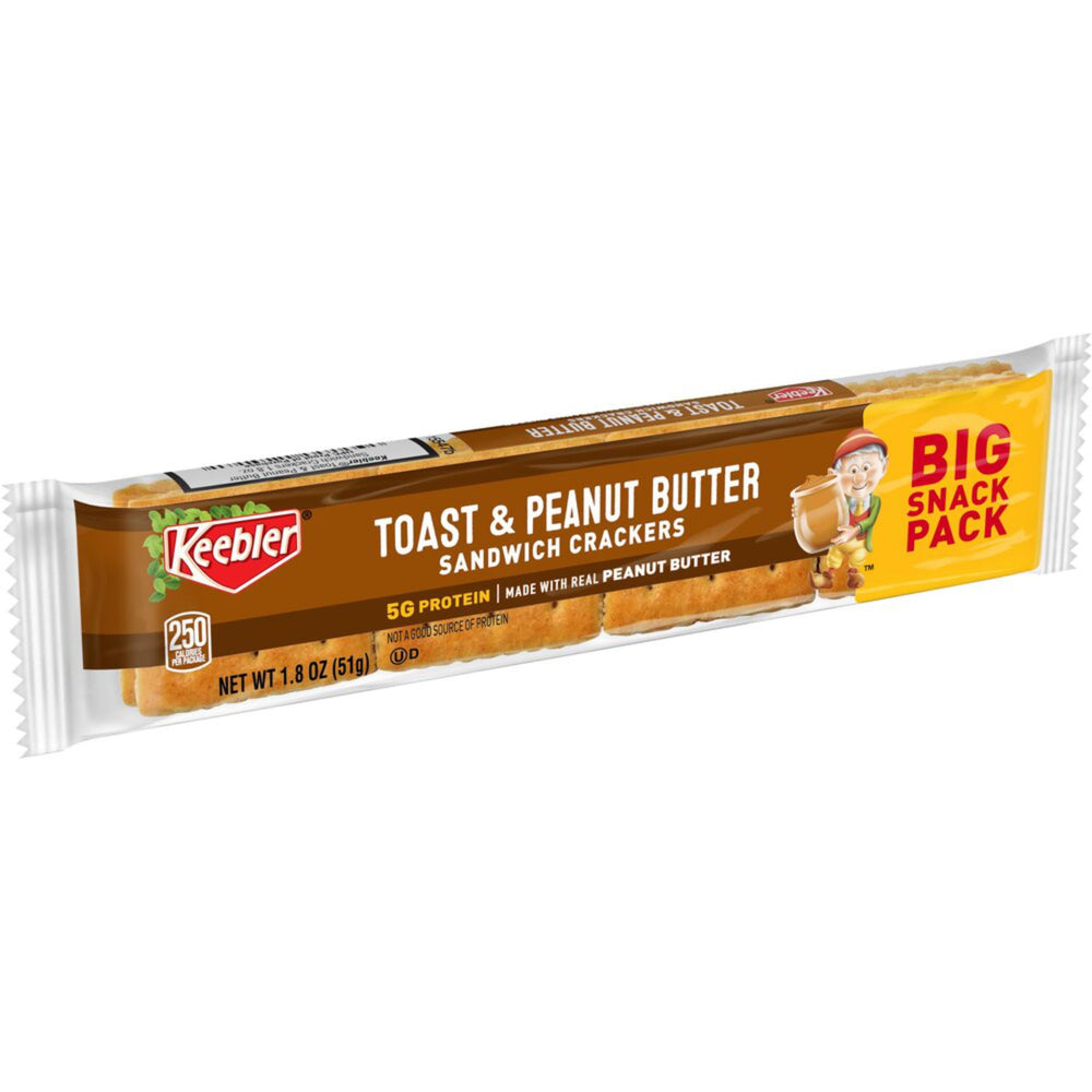 Keebler Toast & Peanut Butter Crackers cross-section showing peanut butter filling.