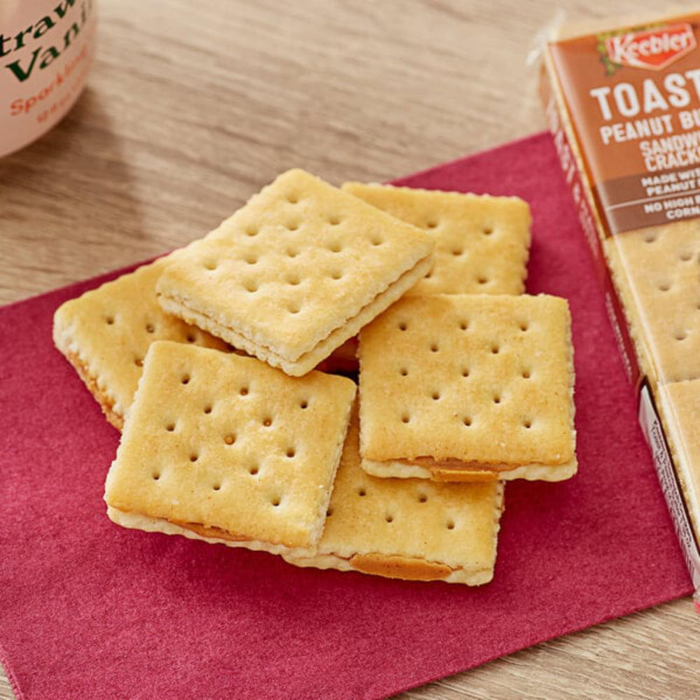 Keebler Toast & Peanut Butter Crackers sleeve detail, snack-ready and portable.