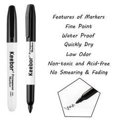 Keebor marker close-up shows quick-dry ink to prevent smudges.