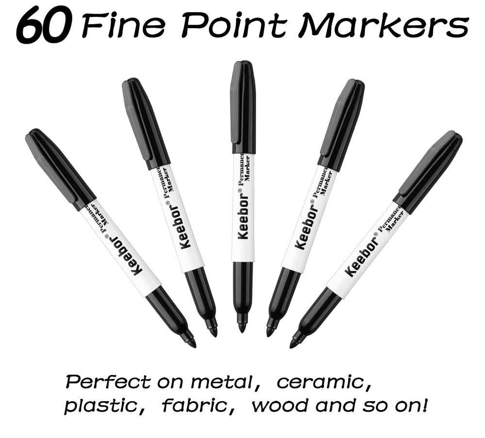 Keebor markers write clearly on wood, plastic, paper, and metal.