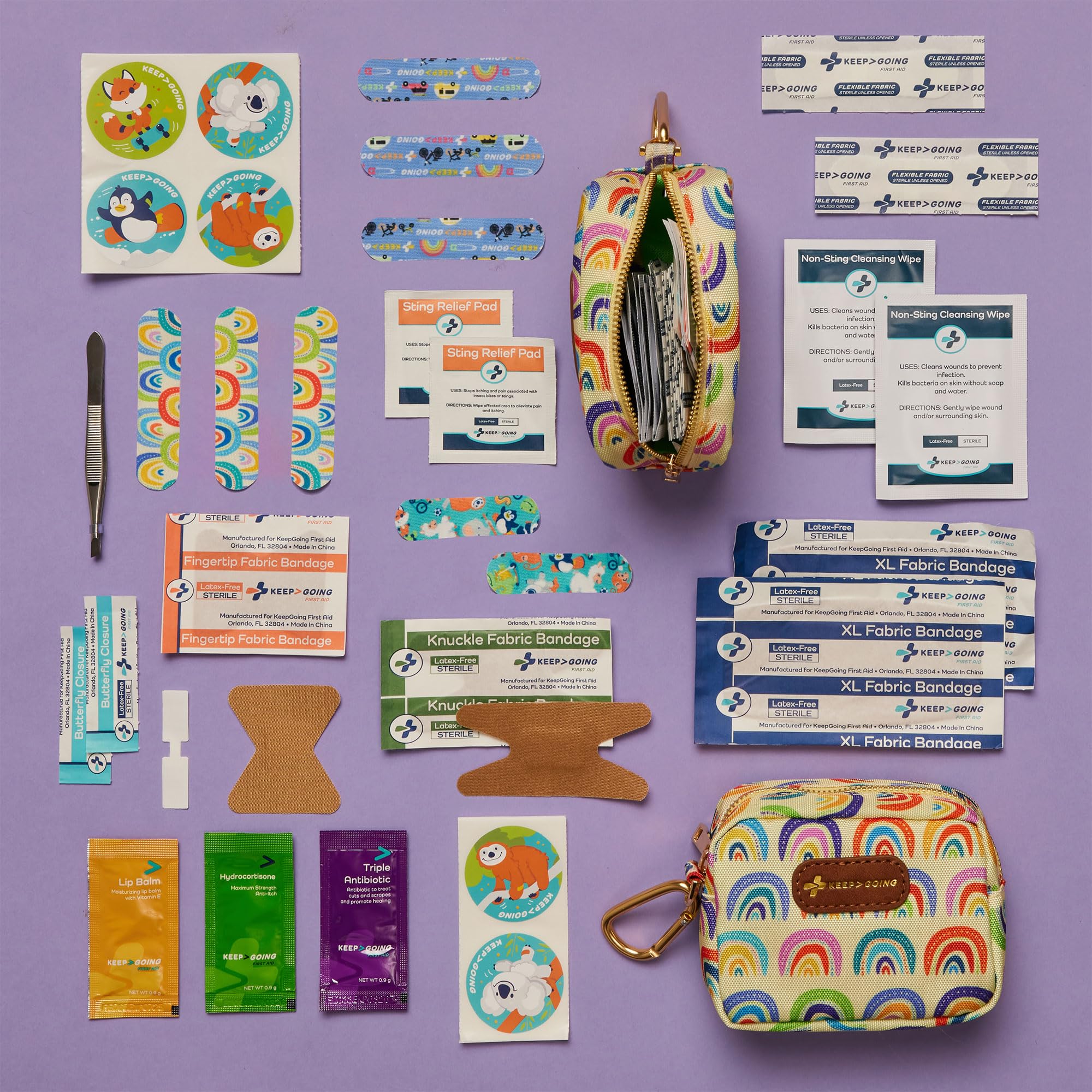 KEEP>GOING latex-free bandages close-up for kids' safety and comfort
