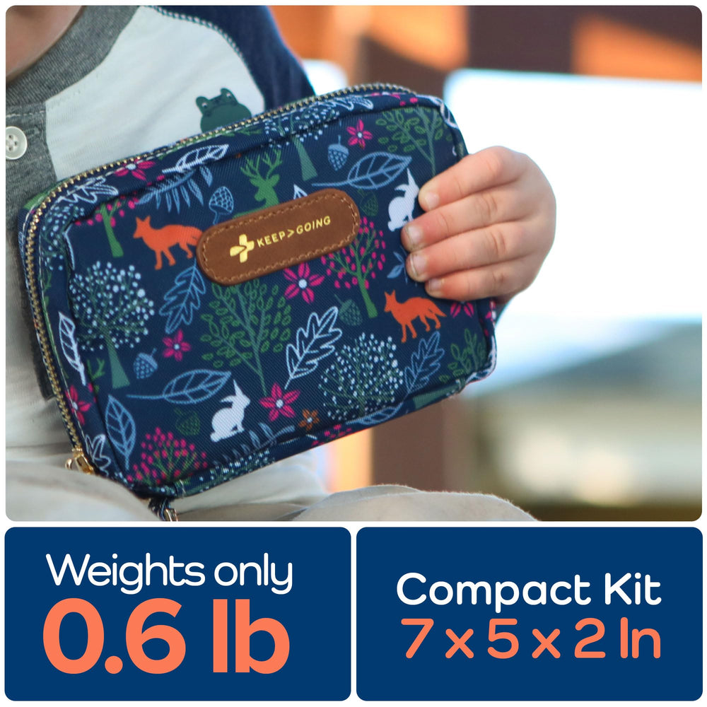 KEEP>GOING KeepGoing travel kit in backpack, lightweight travel companion for families.