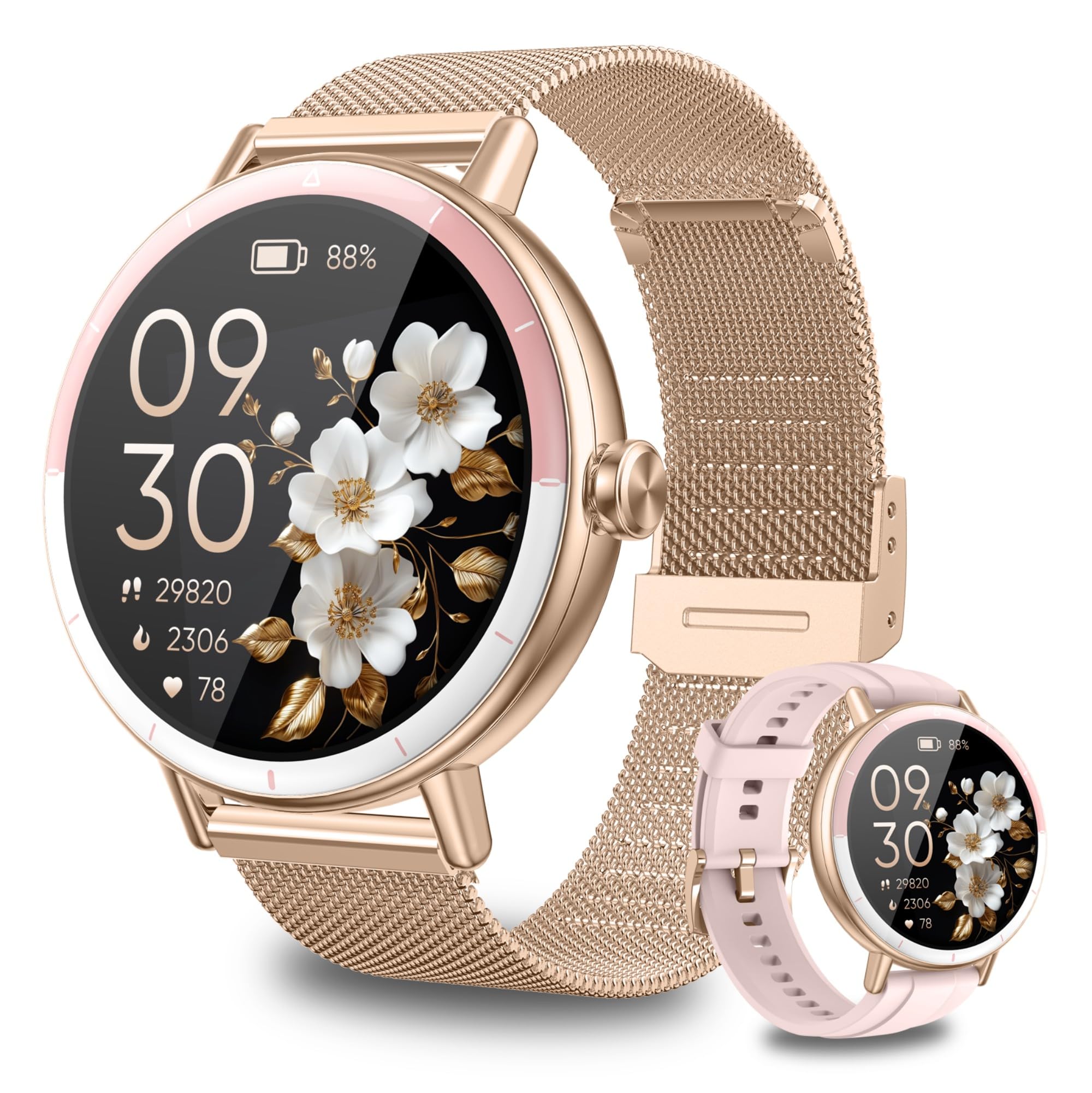 KEEPONFIT smartwatch on a woman's wrist with clear display for daily activity tracking