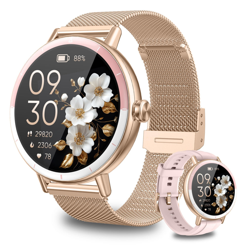 KEEPONFIT smartwatch on a woman's wrist with clear display for daily activity tracking