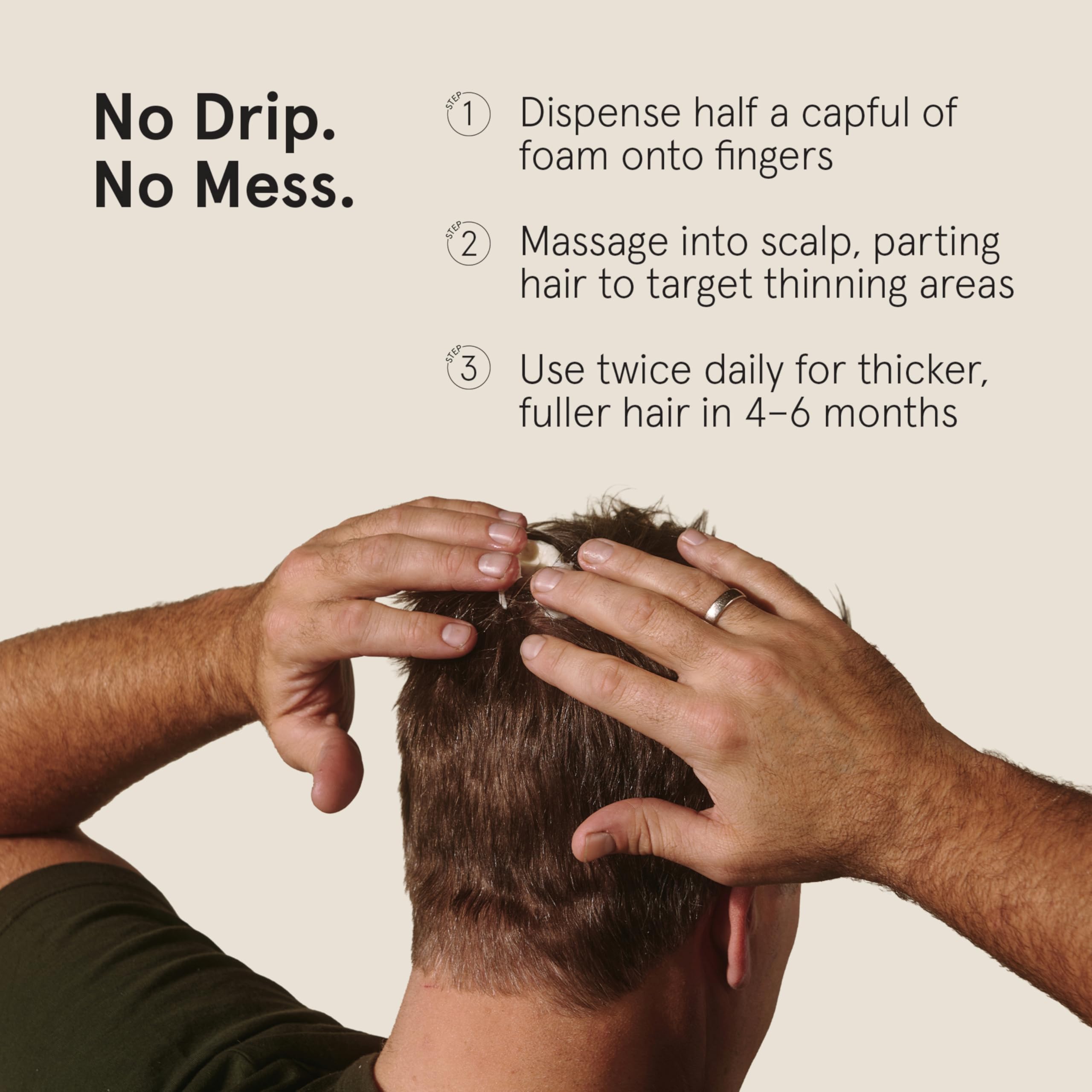 Keeps crown-area application on scalp for targeted thinning support.