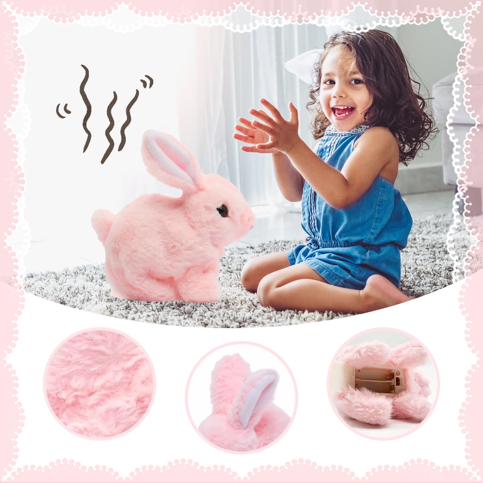 KEHOO hopping bunny toy with lifelike eyes sparks imaginative storytelling.