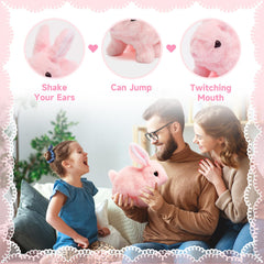 KEHOO hopping bunny toy with pink nose for hands-on fun.