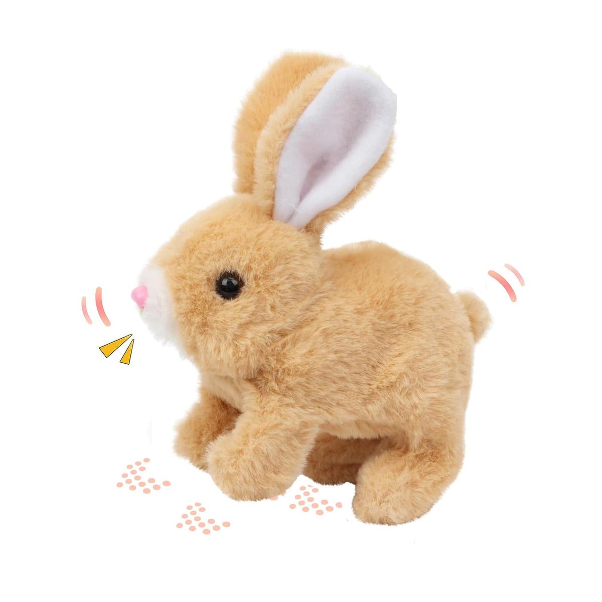 KEHOO Hopping Bunny Toy, soft plush with pink lined ears for Easter tactile play